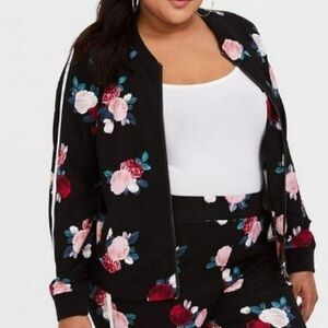Torrid Active Black & Floral Jacket